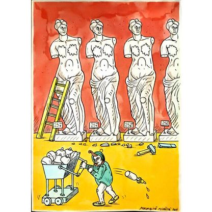 Porumbita Mihaita 29x21cm Orijinal Karikatür BOD06331