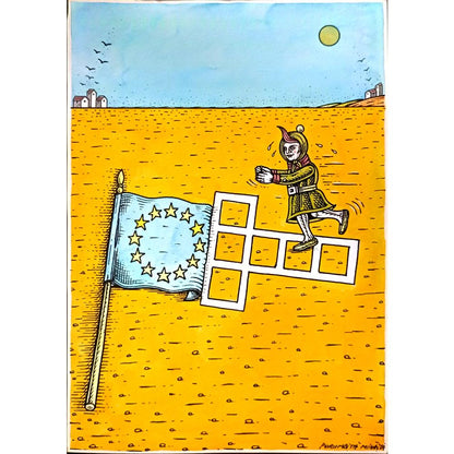 Porumbita Mihaita 29x21cm Orijinal Karikatür BOD06334