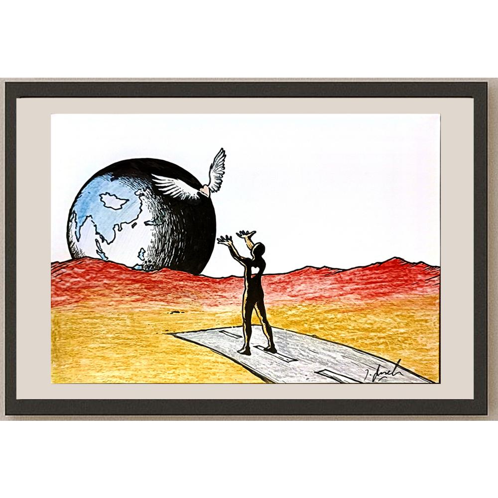 Nurullah Şimşek 29x21cm Orijinal Karikatür BOD06478