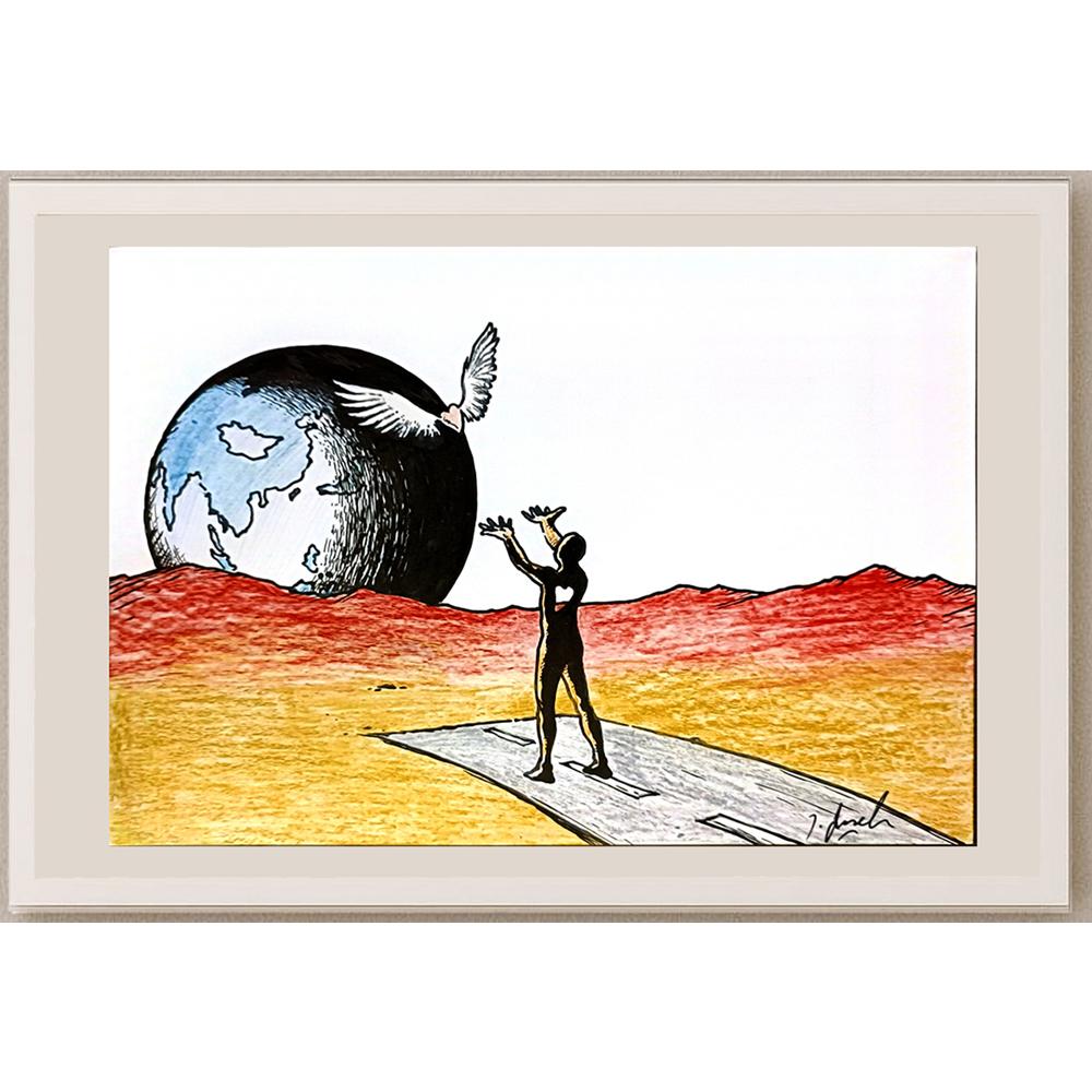 Nurullah Şimşek 29x21cm Orijinal Karikatür BOD06478