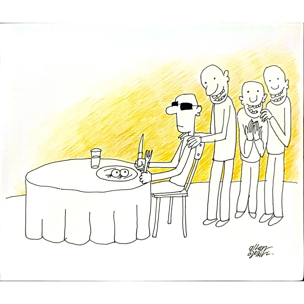 Altan Özeskici 29x24cm Orijinal Karikatür BOD06515