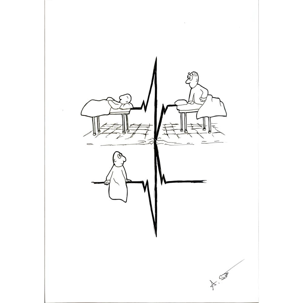 Abdullah Sarışen 29x21cm Orijinal Karikatür BOD06527