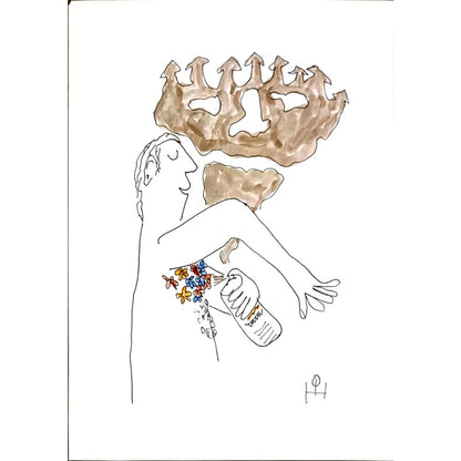 Heino Partanen 29x21cm Orijinal Karikatür BOD06639