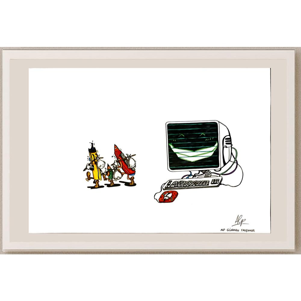 Alp Gürhan Yalçıner 29x21cm Orijinal Karikatür BOD06664