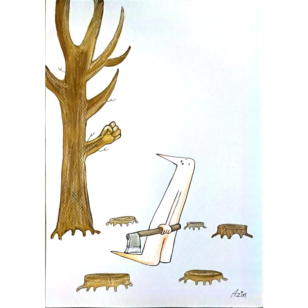 Marzieh Rezaei 29x21cm Orijinal Karikatür BOD06675