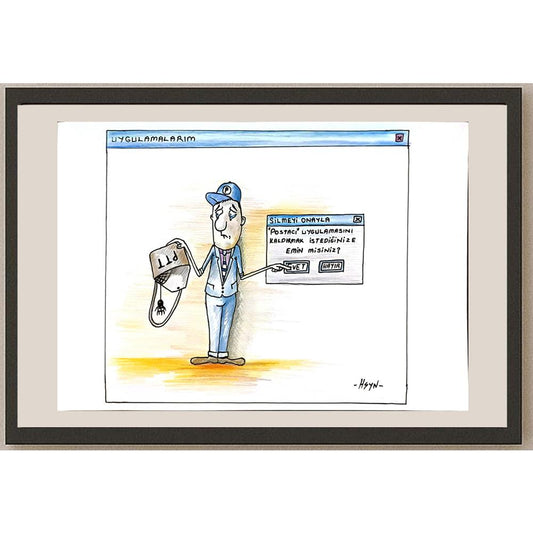 Hüseyin Üzüm 29x21cm Orijinal Karikatür BOD06707