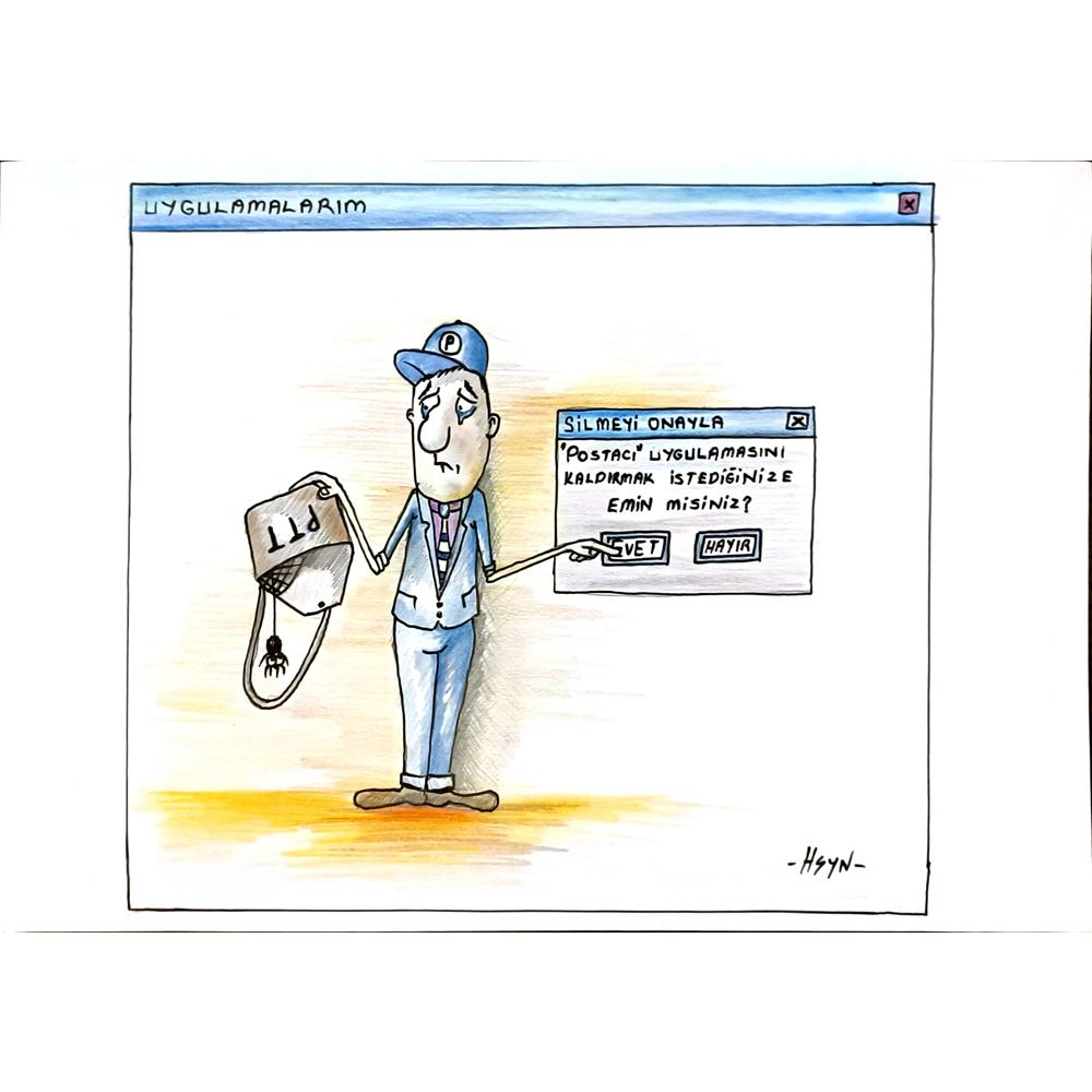 Hüseyin Üzüm 29x21cm Orijinal Karikatür BOD06707
