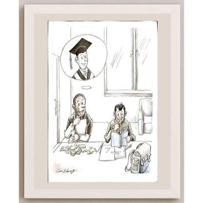 Guo Zhong 29x21cm Orijinal Karikatür BOD06727