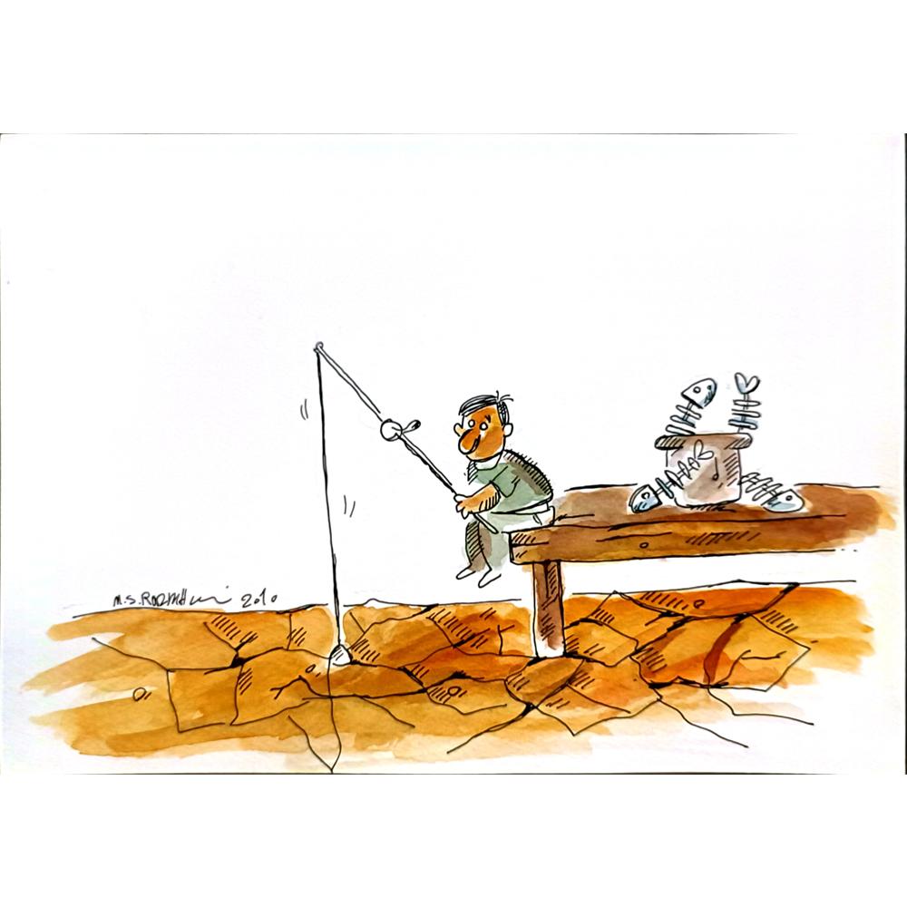 Mohammad Saleh Razm Hosseini 29x21cm Orijinal Karikatür BOD06745