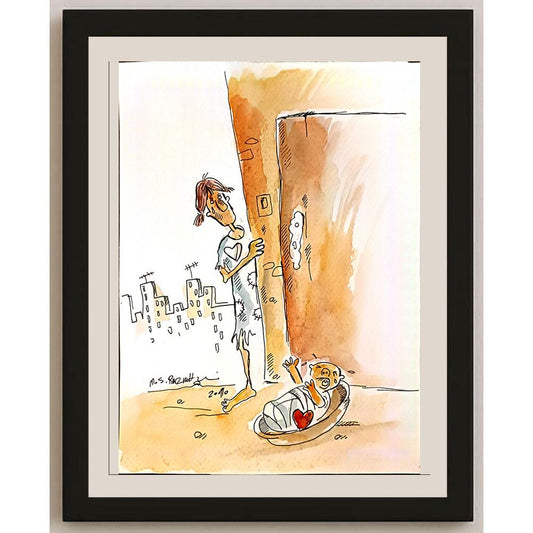 Mohammad Saleh Razm Hosseini 29x21cm Orijinal Karikatür BOD06747