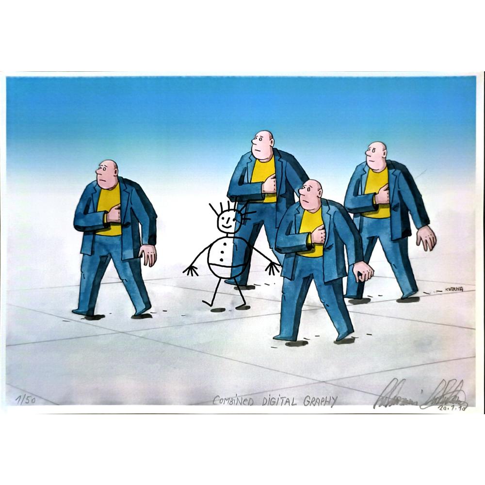Lubomir Kotrha 29x21cm Orijinal Karikatür BOD06753