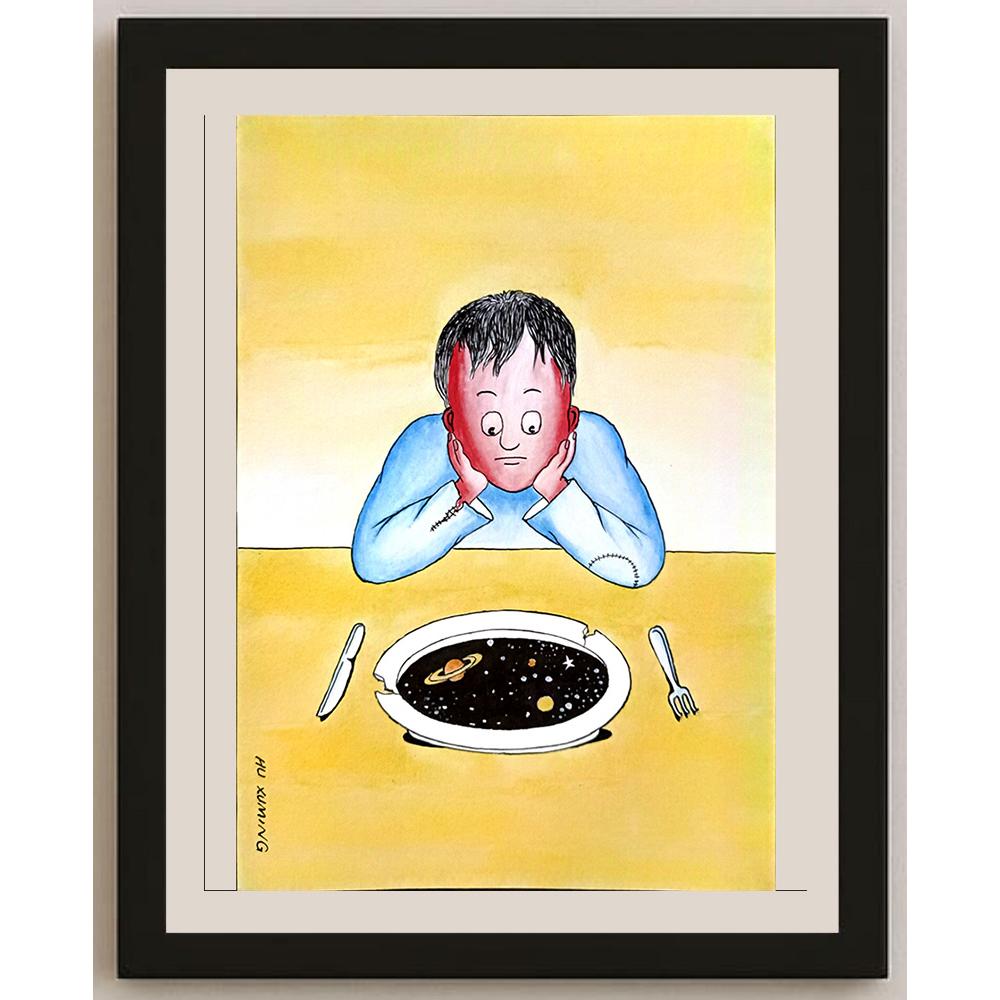 Hu Xuming 29x21cm Orijinal Karikatür BOD06768