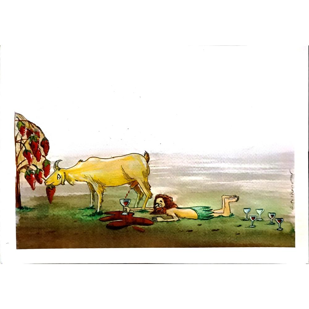 Amin Roshanpour 29x21cm Orijinal Karikatür BOD06782