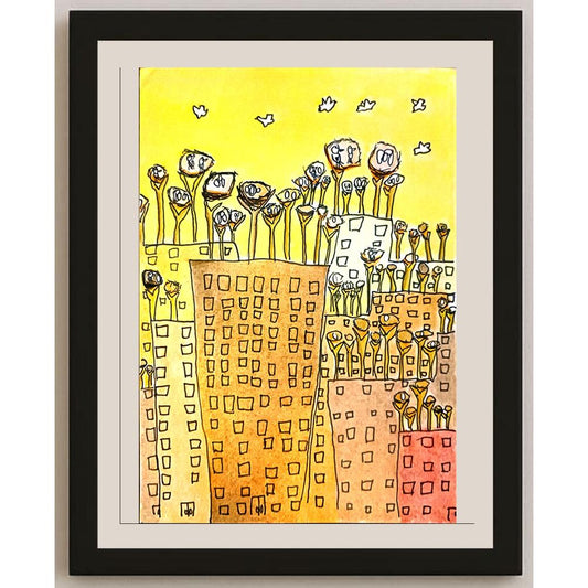 Wang Tiandan 29x21cm Orijinal Karikatür BOD06811