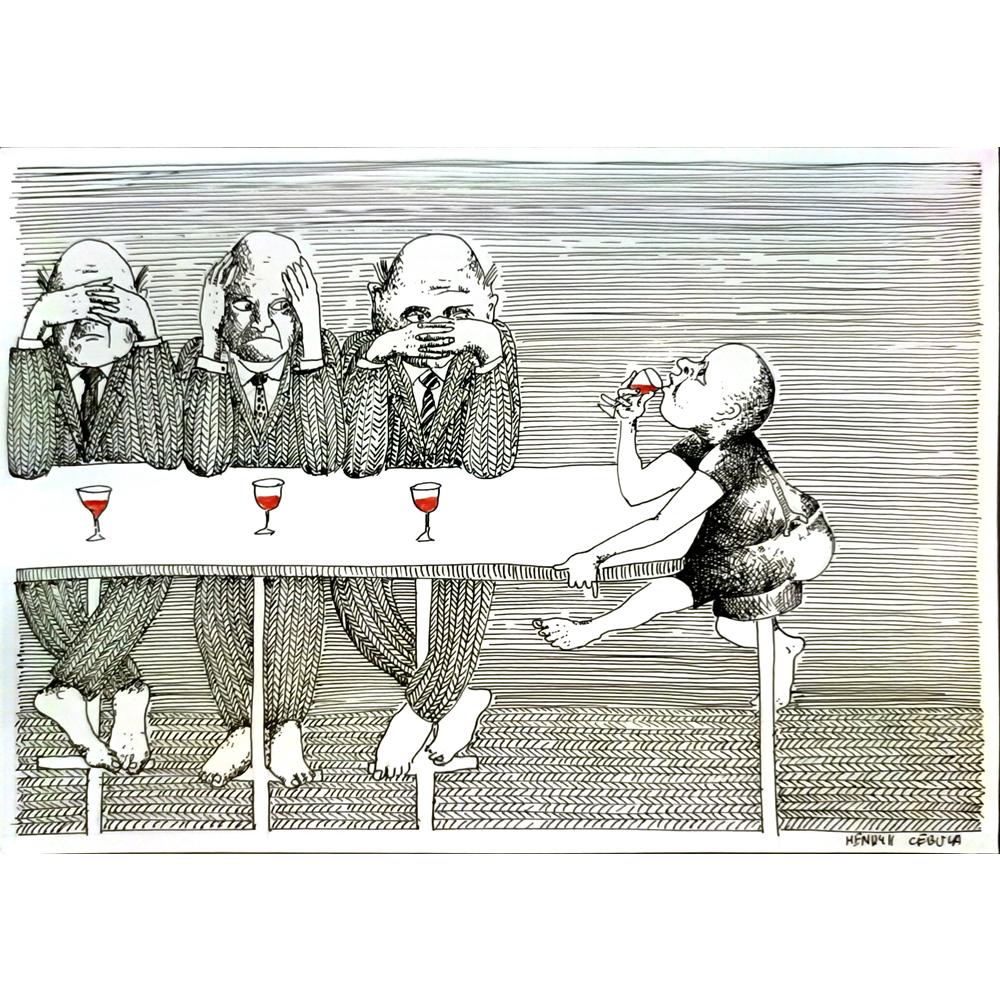 Henryk Cebula 29x21cm Orijinal Karikatür BOD06823