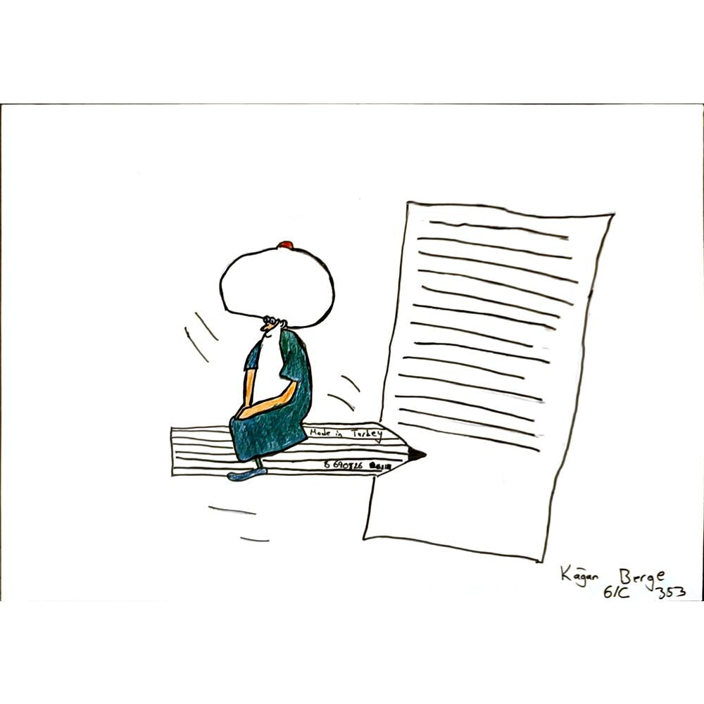 Kağan Berge 29x21cm Orijinal Karikatür BOD06925