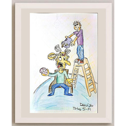 Deniz Türkeş 29x21cm Orijinal Karikatür BOD06926