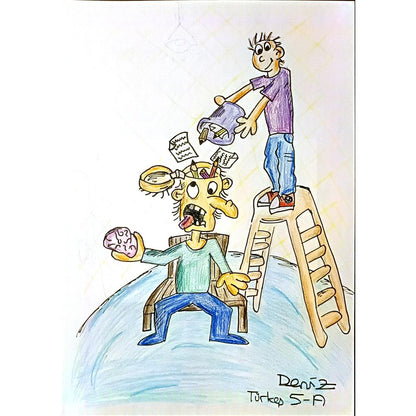 Deniz Türkeş 29x21cm Orijinal Karikatür BOD06926