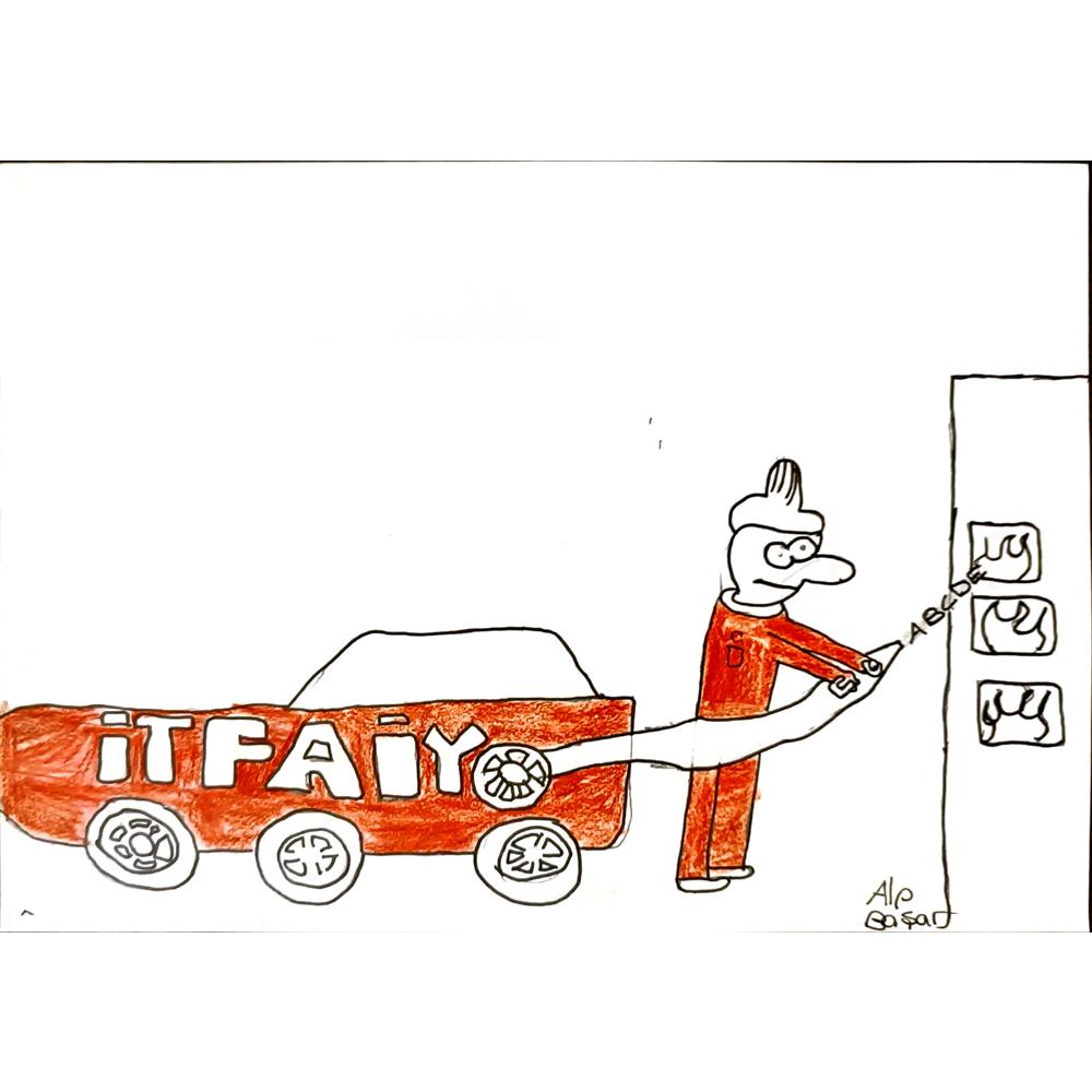 Alp Başar 29x21cm Orijinal Karikatür BOD06932