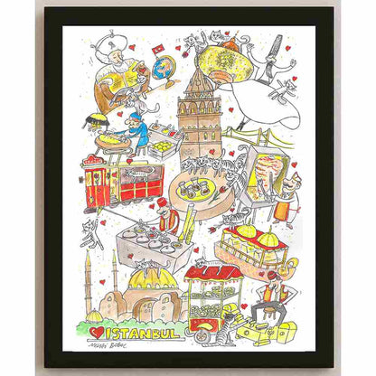 Mihai Gabriel Boboc Istanbul Kişiye Özel Sertifikalı Sınırlı Fine Art Karikatür Baskı CAD00008