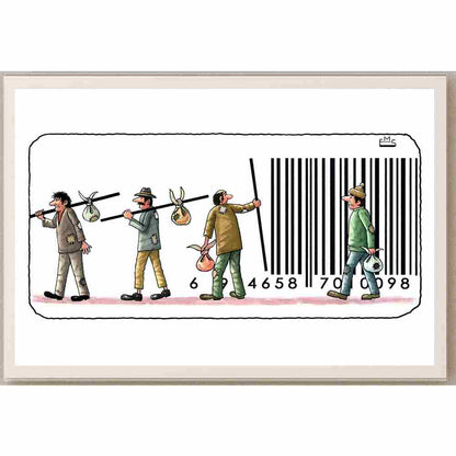 Eshonkulov Maxmudjon Barcode Kişiye Özel Sertifikalı Sınırlı Fine Art Karikatür Baskı CAD00013