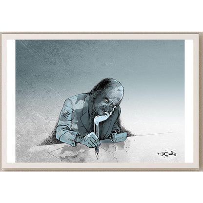 Raed Khalil Kişiye Özel Sertifikalı Sınırlı Fine Art Karikatür Baskı CAD00038