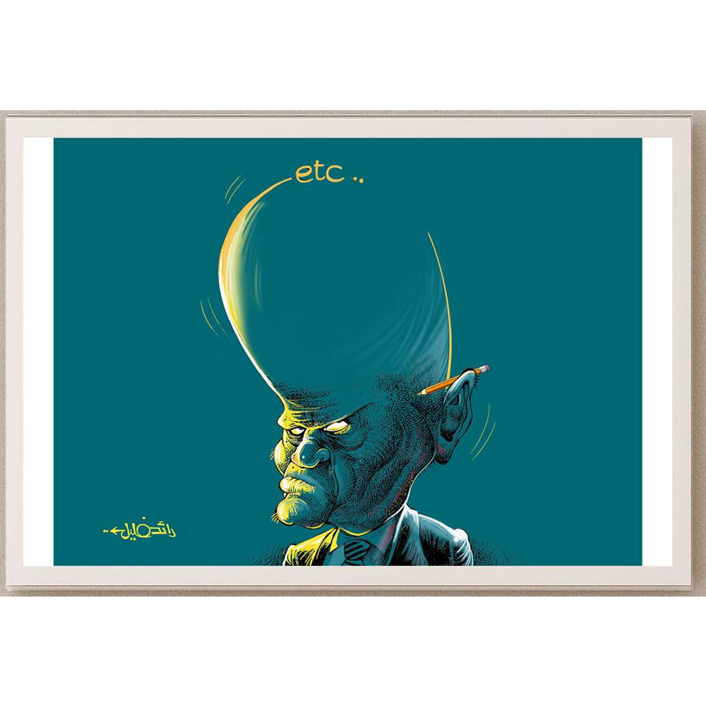Raed Khalil Kişiye Özel Sertifikalı Sınırlı Fine Art Karikatür Baskı CAD00042