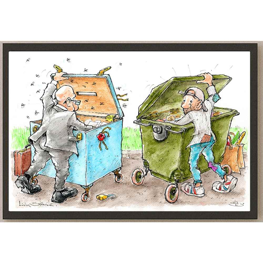 Liviu Stanila Avem de Unde Alege Kişiye Özel Sertifikalı Sınırlı Fine Art Karikatür Baskı CAD00046