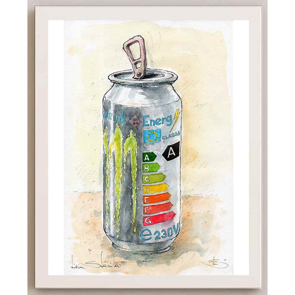Liviu Stanila Energy Drink Kişiye Özel Sertifikalı Sınırlı Fine Art Karikatür Baskı CAD00049