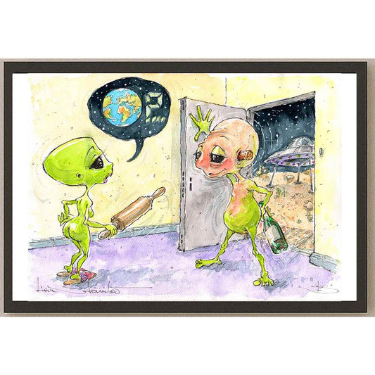 Liviu Stanila Wine Space Kişiye Özel Sertifikalı Sınırlı Fine Art Karikatür Baskı CAD00053