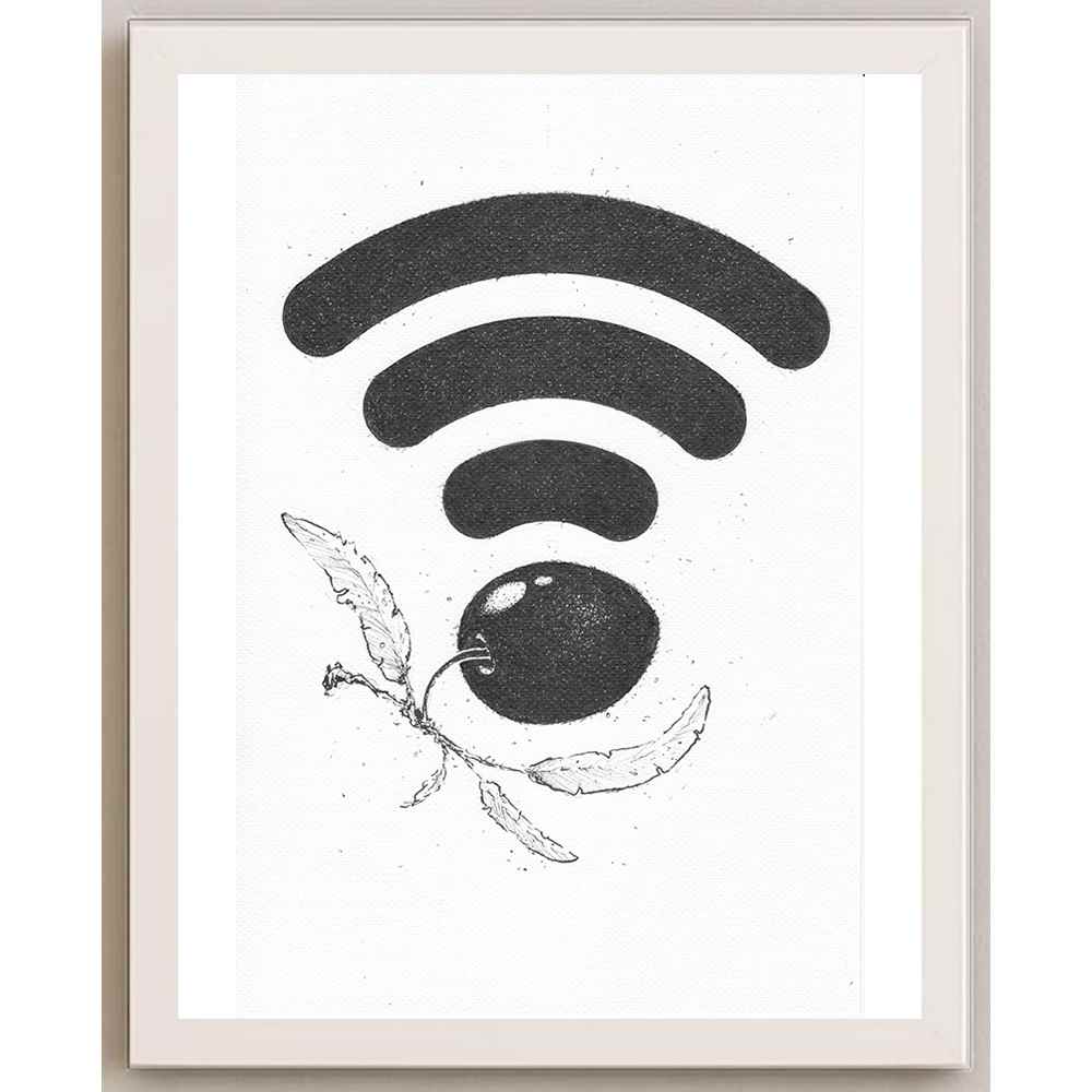 Liviu Stanila Wireless Olive Kişiye Özel Sertifikalı Sınırlı Fine Art Karikatür Baskı CAD00054