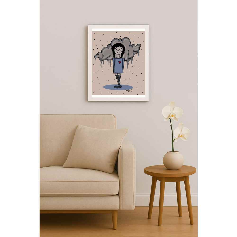 Duygu Sönmez Hayat Bazen Üzgün Kişiye Özel Sertifikalı Sınırlı Fine Art Karikatür Baskı CAD00057