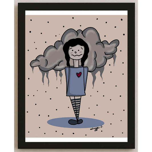 Duygu Sönmez Hayat Bazen Üzgün Kişiye Özel Sertifikalı Sınırlı Fine Art Karikatür Baskı CAD00057