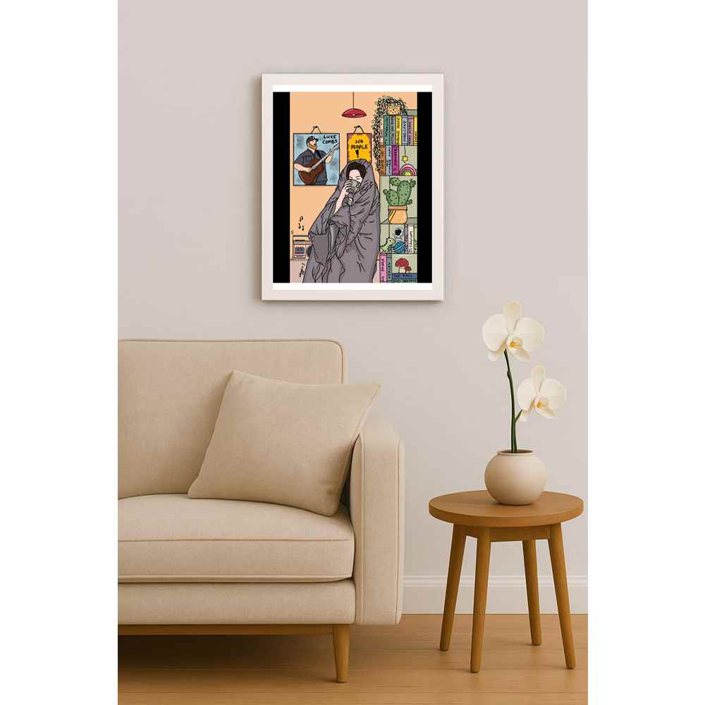Duygu Sönmez Yalnızlık Kişiye Özel Sertifikalı Sınırlı Fine Art Karikatür Baskı CAD00060