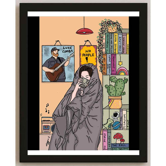 Duygu Sönmez Yalnızlık Kişiye Özel Sertifikalı Sınırlı Fine Art Karikatür Baskı CAD00060