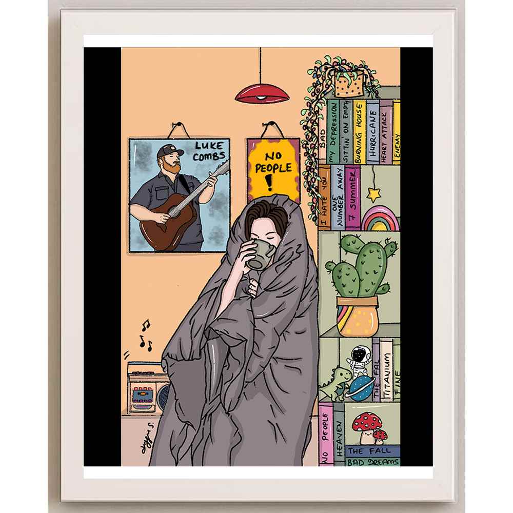 Duygu Sönmez Yalnızlık Kişiye Özel Sertifikalı Sınırlı Fine Art Karikatür Baskı CAD00060