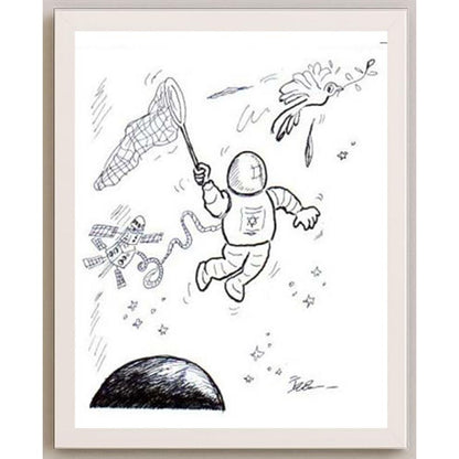 İzel Rozental Uzayda Kişiye Özel Sertifikalı Sınırlı Fine Art Karikatür Baskı CAD00061