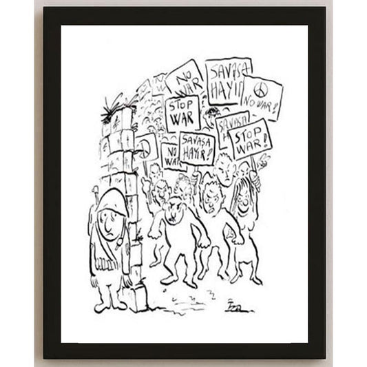 İzel Rozental Stop War Kişiye Özel Sertifikalı Sınırlı Fine Art Karikatür Baskı CAD00065