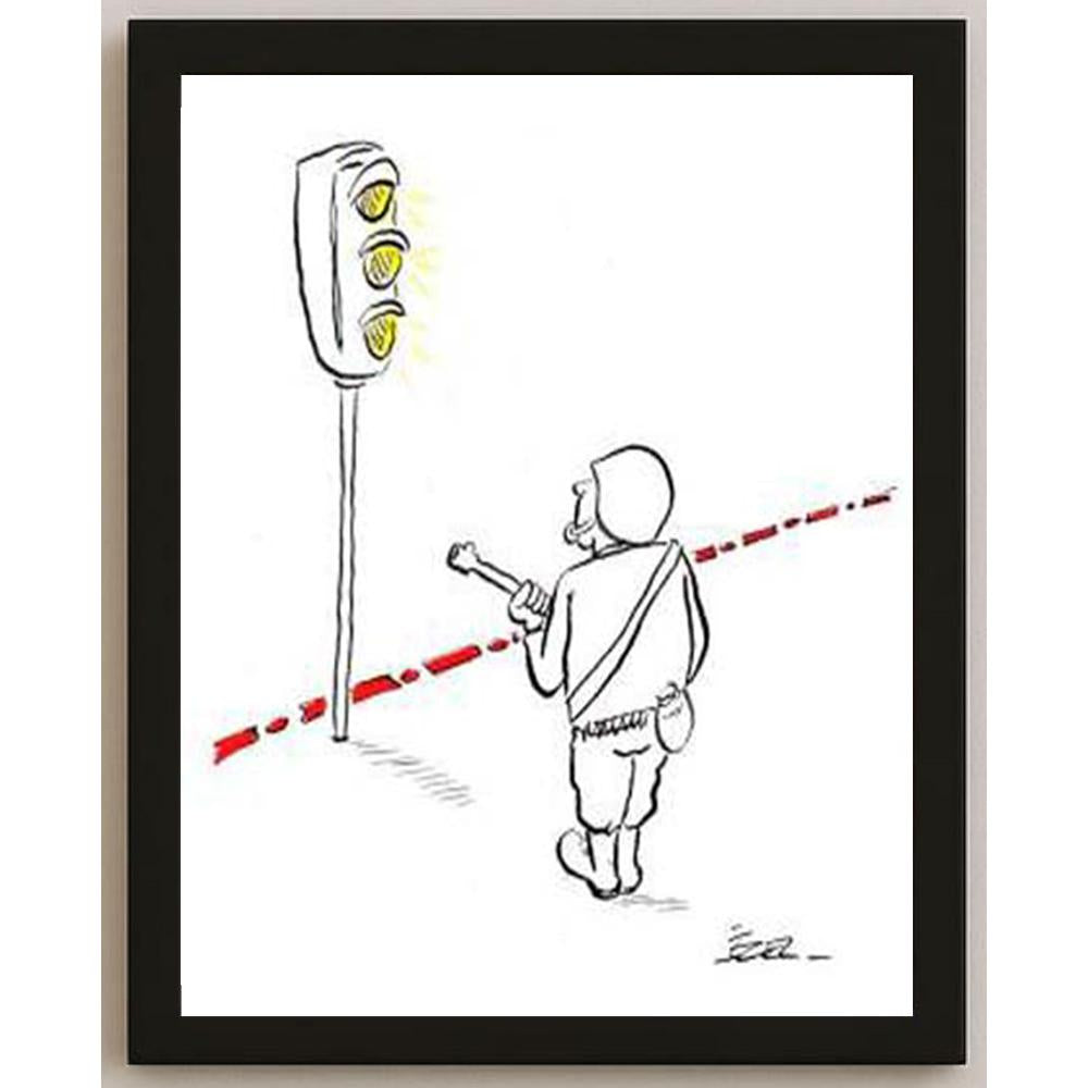 İzel Rozental Trafik lambasi Kişiye Özel Sertifikalı Sınırlı Fine Art Karikatür Baskı CAD00068