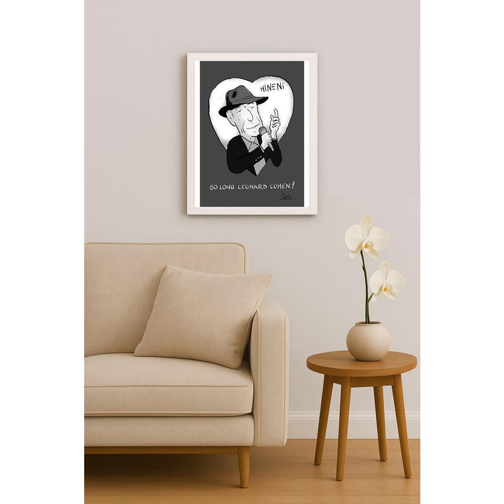 İzel Rozental Leonard Cohen Kişiye Özel Sertifikalı Sınırlı Fine Art Karikatür Baskı CAD00074