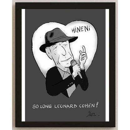 İzel Rozental Leonard Cohen Kişiye Özel Sertifikalı Sınırlı Fine Art Karikatür Baskı CAD00074