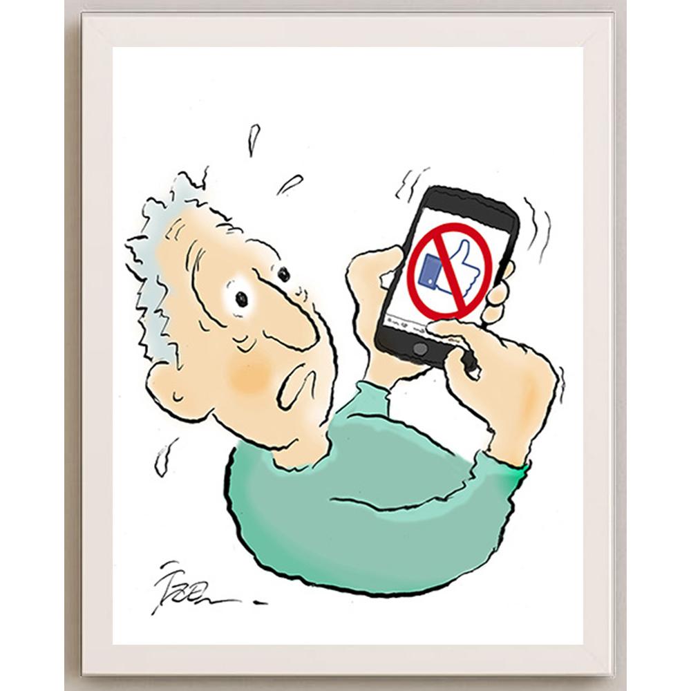İzel Rozental No Like Kişiye Özel Sertifikalı Sınırlı Fine Art Karikatür Baskı CAD00075