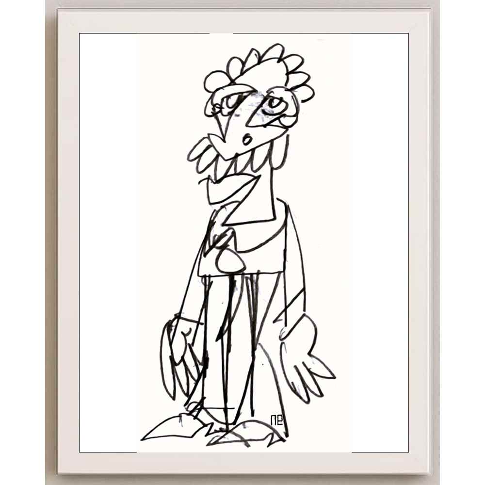 Nezih Danyal Tipler Kişiye Özel Sertifikalı Sınırlı Fine Art Karikatür Baskı NTP00047
