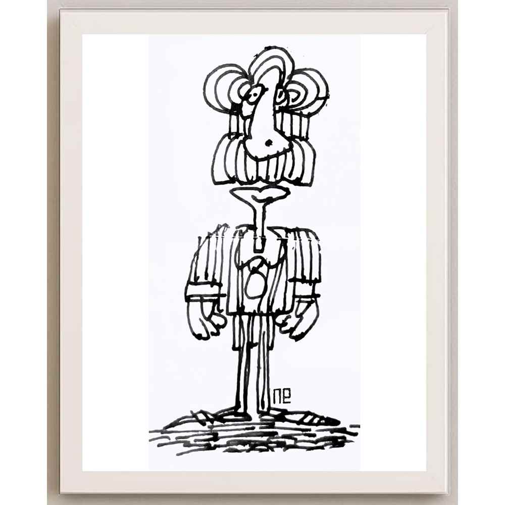 Nezih Danyal Tipler Kişiye Özel Sertifikalı Sınırlı Fine Art Karikatür Baskı NTP00209