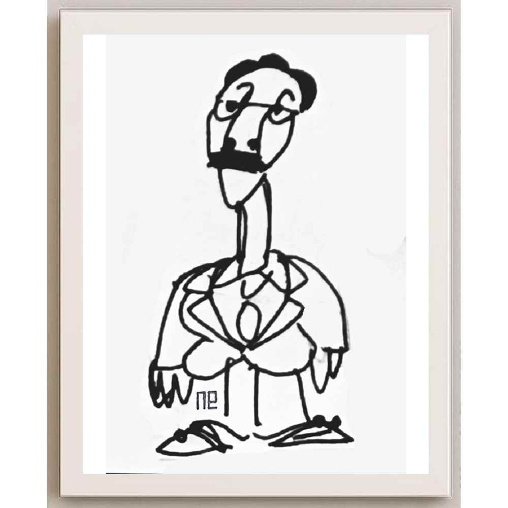 Nezih Danyal Tipler Kişiye Özel Sertifikalı Sınırlı Fine Art Karikatür Baskı NTP00258