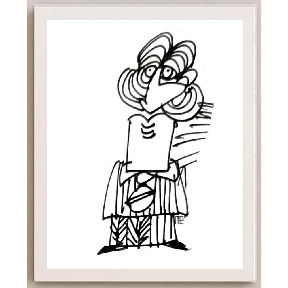 Nezih Danyal Tipler Kişiye Özel Sertifikalı Sınırlı Fine Art Karikatür Baskı NTP00304