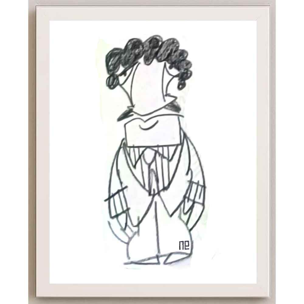 Nezih Danyal Tipler Kişiye Özel Sertifikalı Sınırlı Fine Art Karikatür Baskı NTP00494